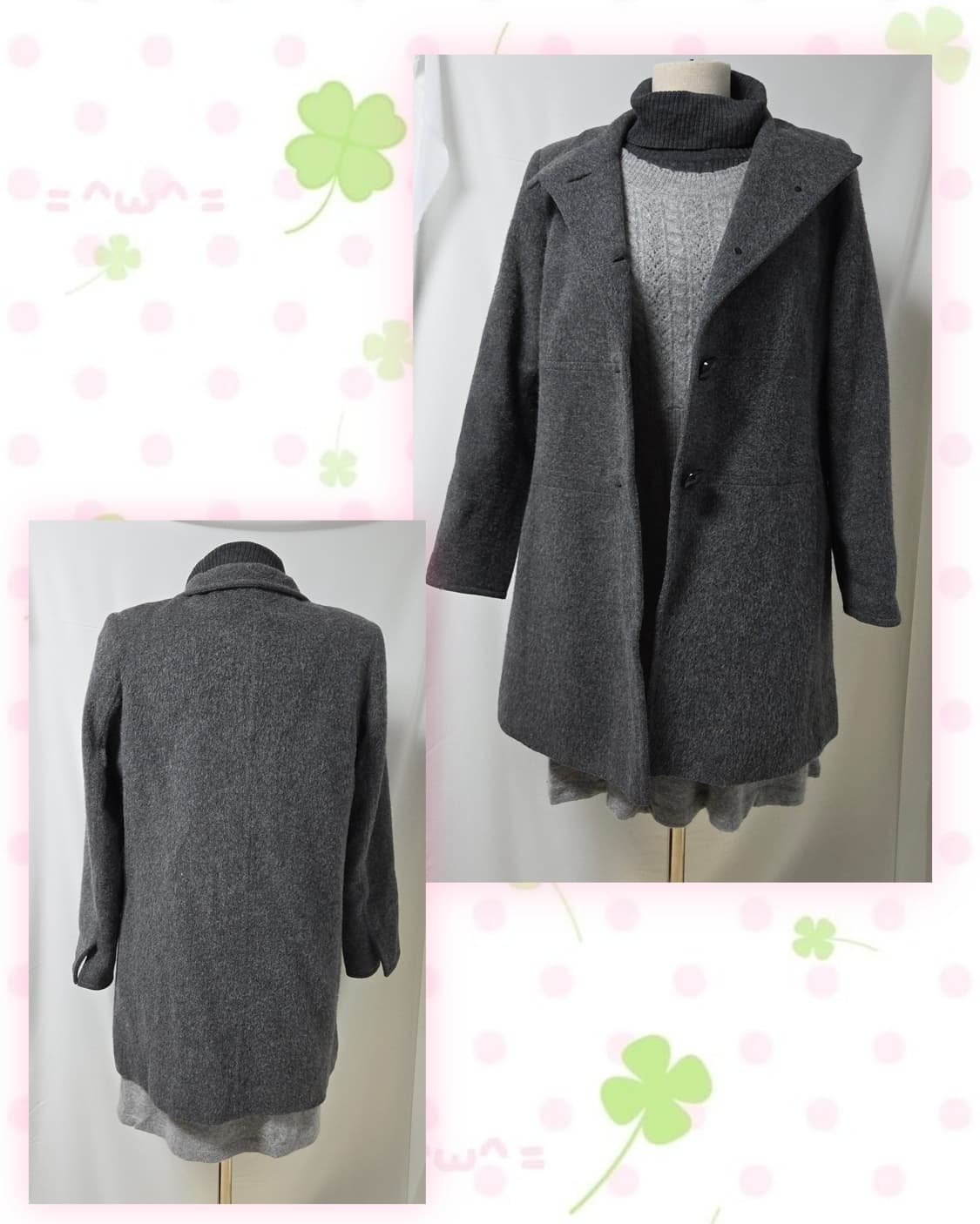 도쿄걸 코디 세트(반팔니트원피스, 차콜 폴라티, 블랙코트, 차콜코트) 상품이미지9