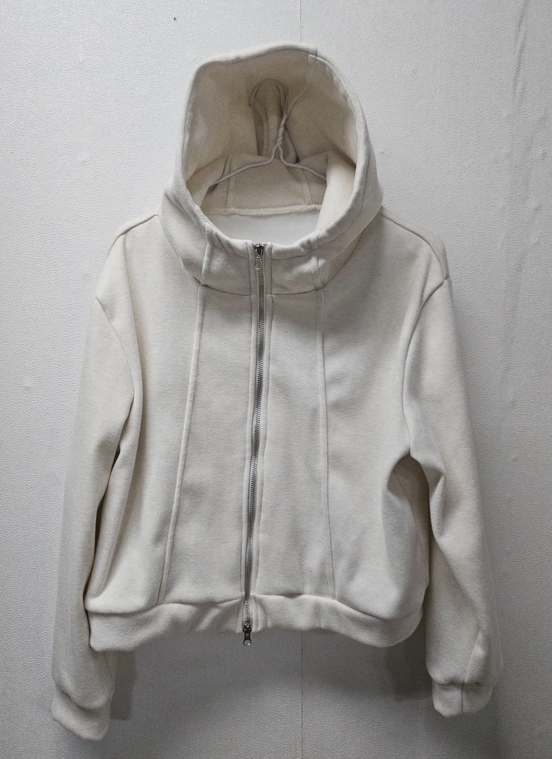 아이보리 크롭 후드집업 Free  살짝도톰두께 상품이미지1