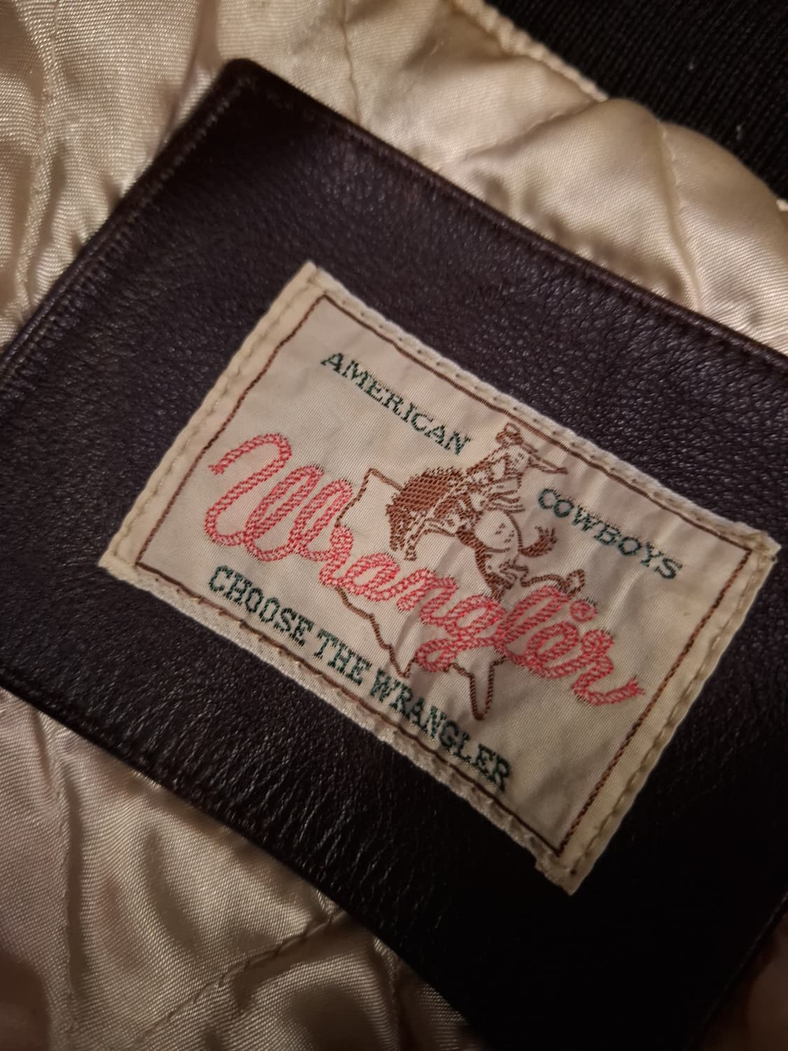 90's 오리지날 일본판 랭글러 리얼레더 바시티자켓 상품이미지4