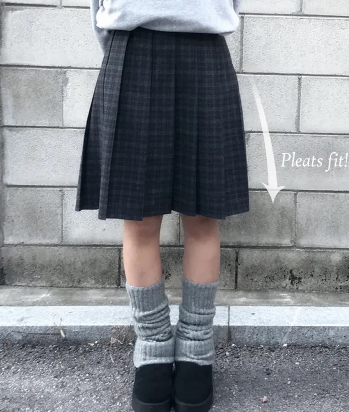 뒷벤딩 플리츠 체크 미디 스커트 치마 상품이미지1