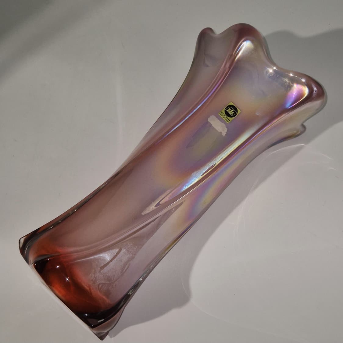 70s 이와츠 아트글라스 스윌 오로라 대형 꽃병 상품이미지7