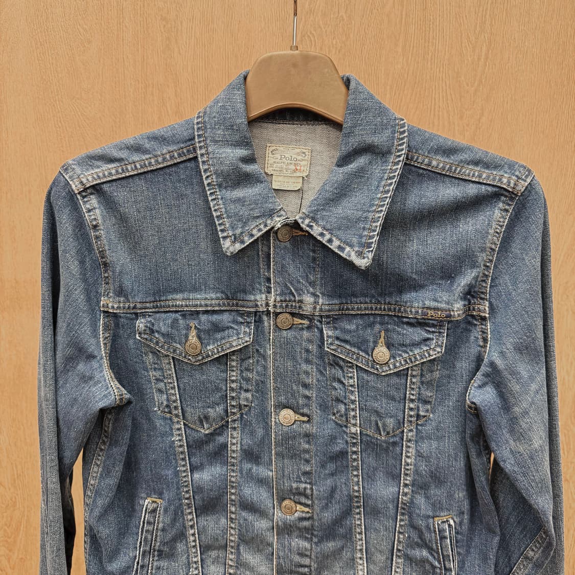폴로 랄프 로렌 코튼 데님 자켓 사이드 버튼 스트랩 디테일 딥 인디고 상품이미지4