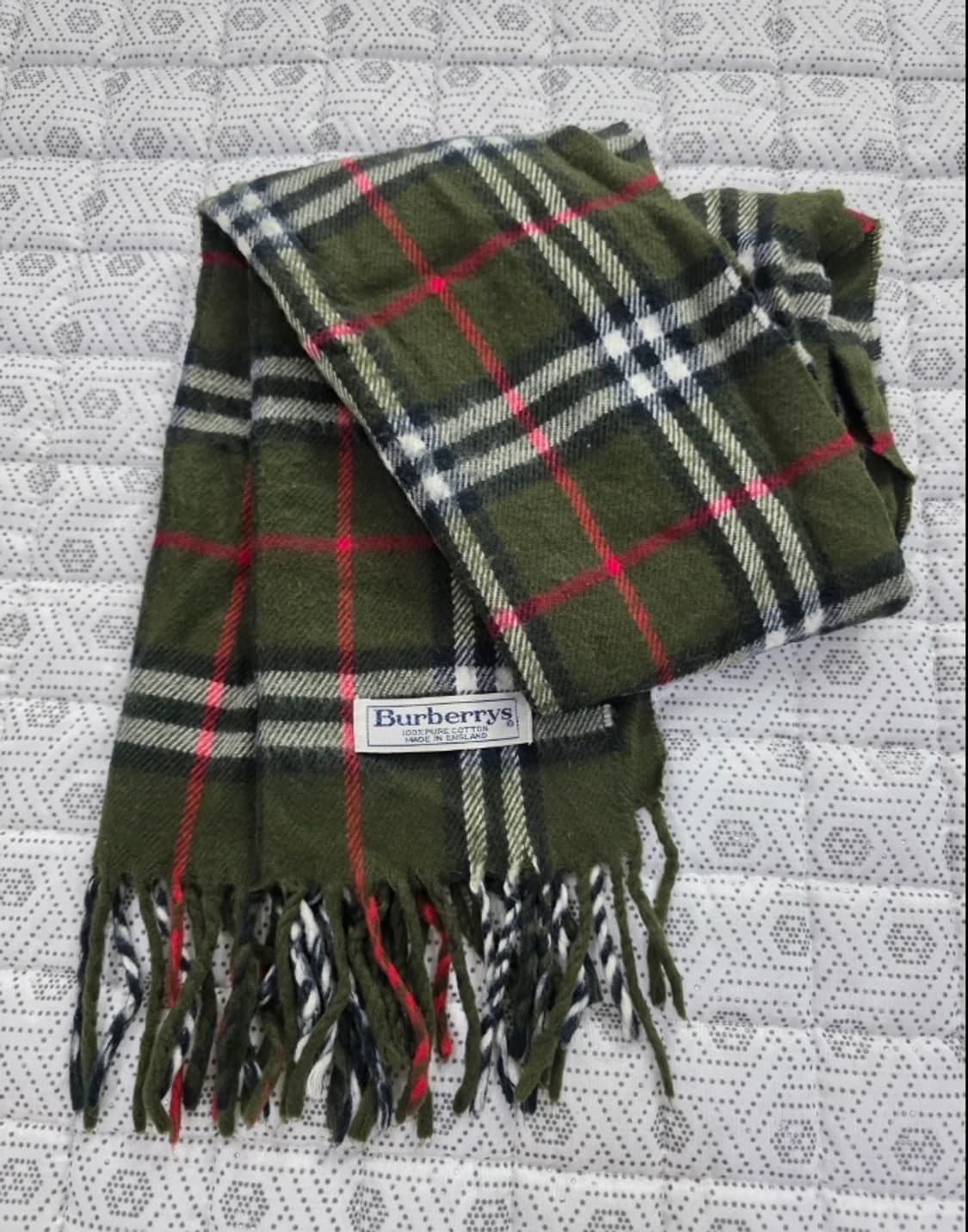 버버리 올리브 그린 체크 코튼 머플러 상품이미지2