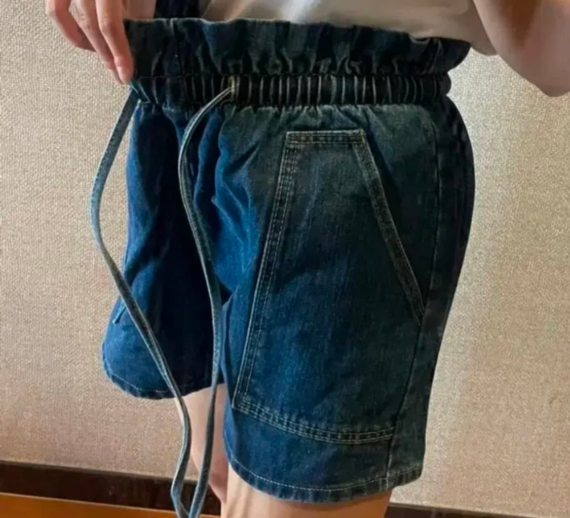 새상품 여자 밴딩 데님 숏 팬츠 청반바지 55 66초 귀여움 상품이미지7