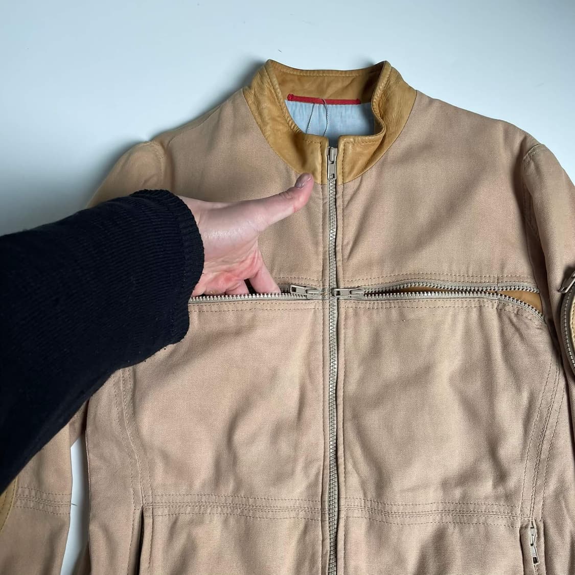 Alex&co 크로스 지퍼 포켓 레더 파츠 자켓 (italy)   상품이미지6