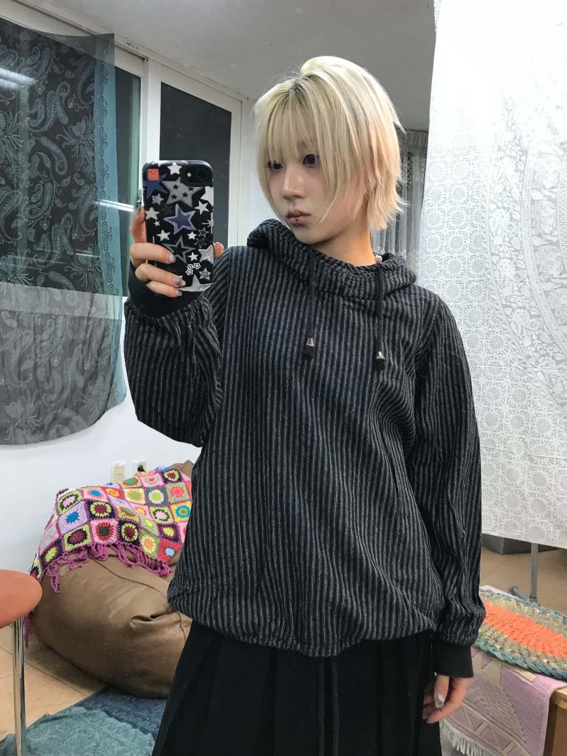 빈티지 여성 스트라이프 후드티  상품이미지2