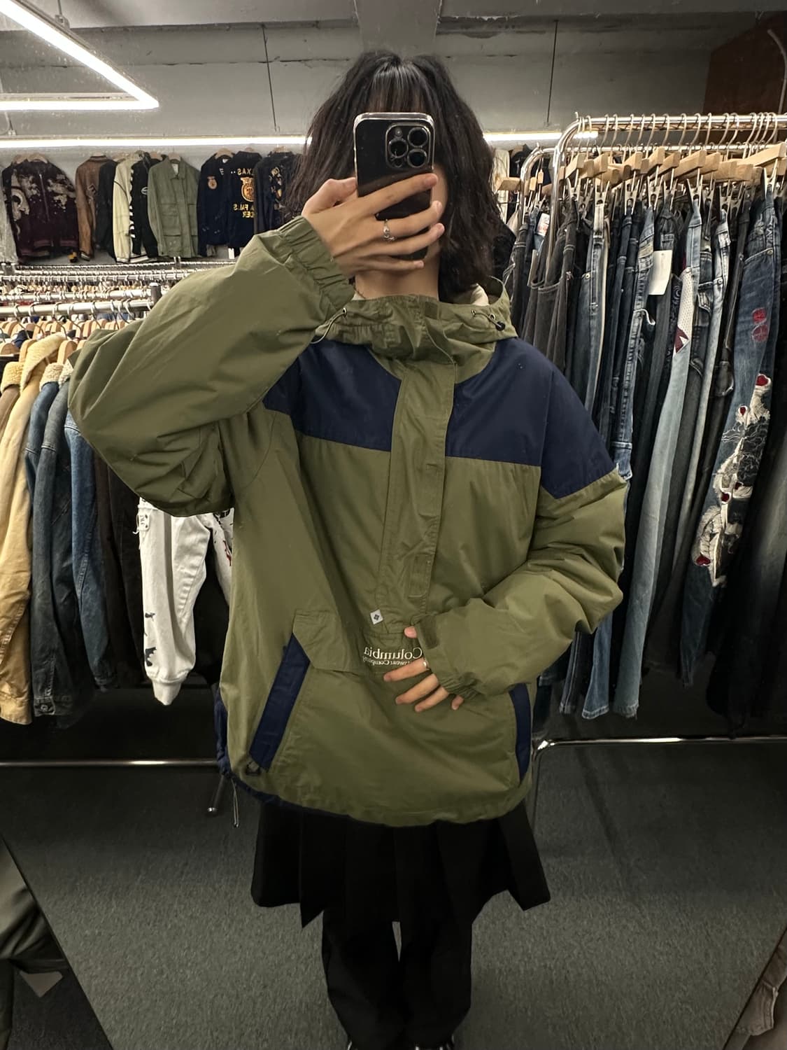 XL)콜롬비아 고프코어 배색 하프집업 패딩 바람막이 상품이미지2