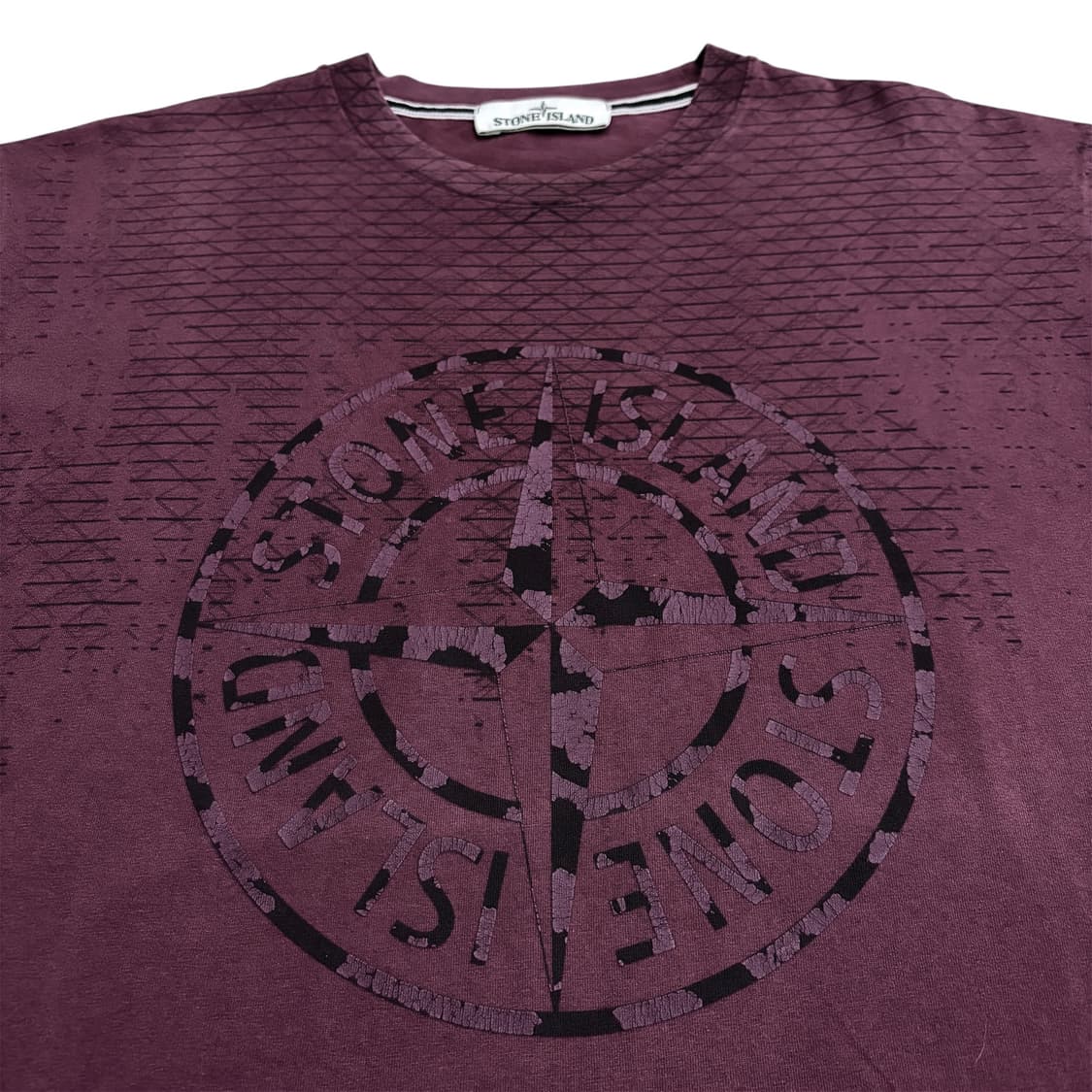 스톤아일랜드 버건디 빅로고 반팔 티셔츠 XL 상품이미지4