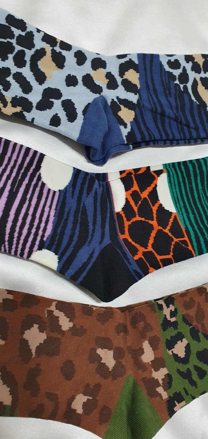 블루 퍼플 그린 브라운 호피 레오파드 지브라 얼룩말 비비안웨스트우드 양말 상품이미지5