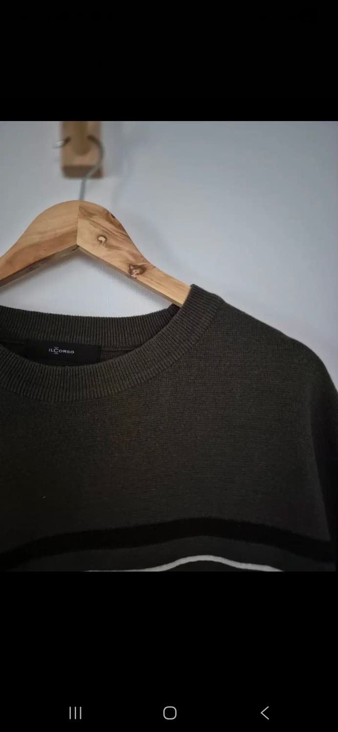 [105] 일꼬르소 세미오버 카키 스트라이프 풀오버 니트 상품이미지2