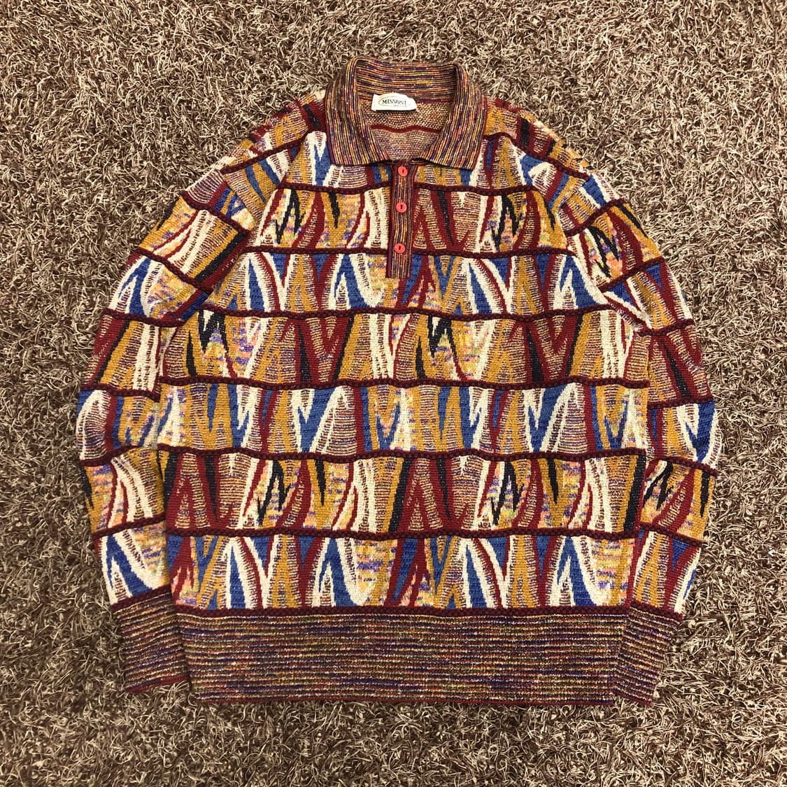 미쏘니 멀티컬러 패턴 울 카라 니트 상품이미지2
