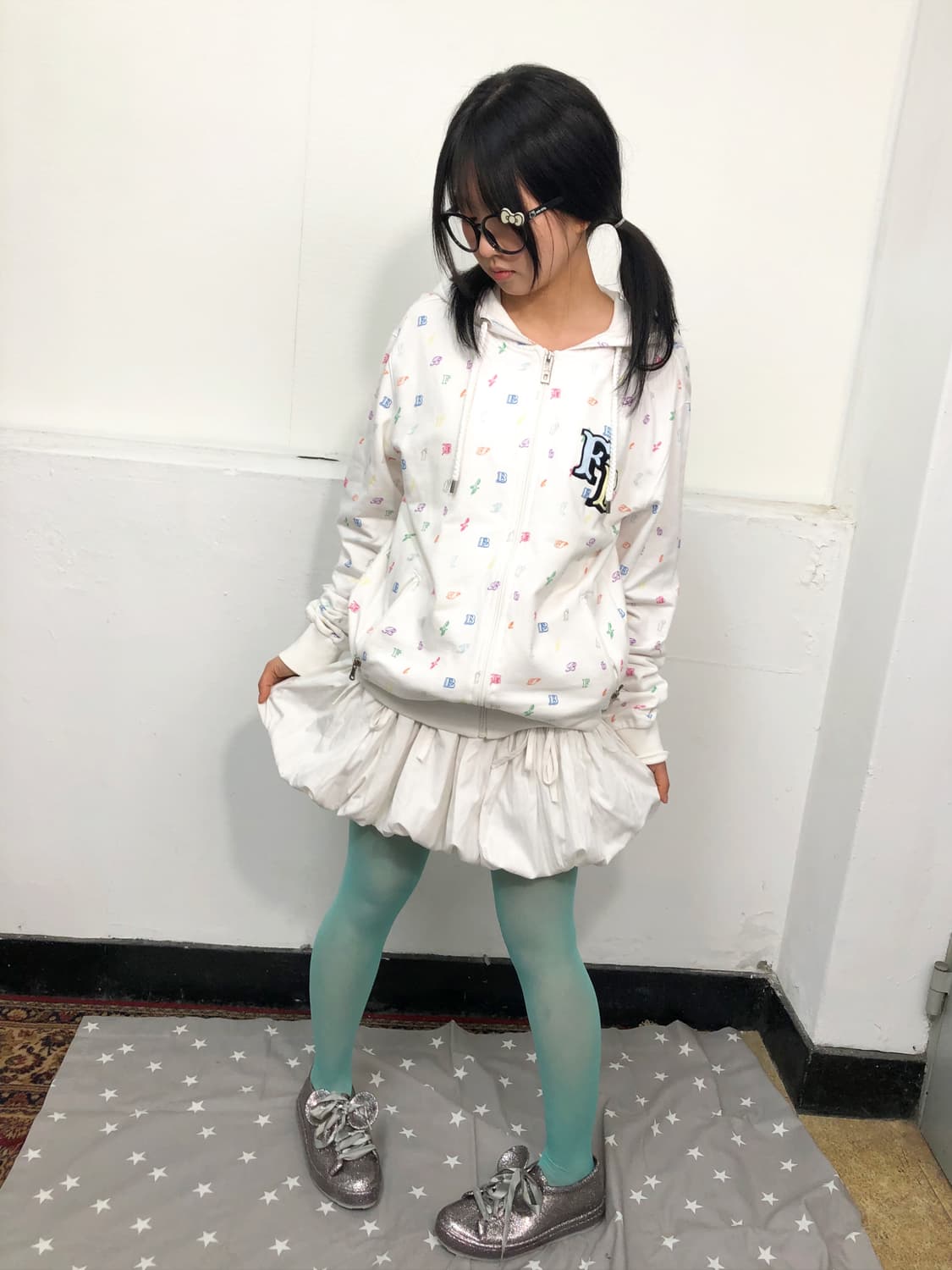 L FUBU 후부 화이트 패턴 후드집업 상품이미지1