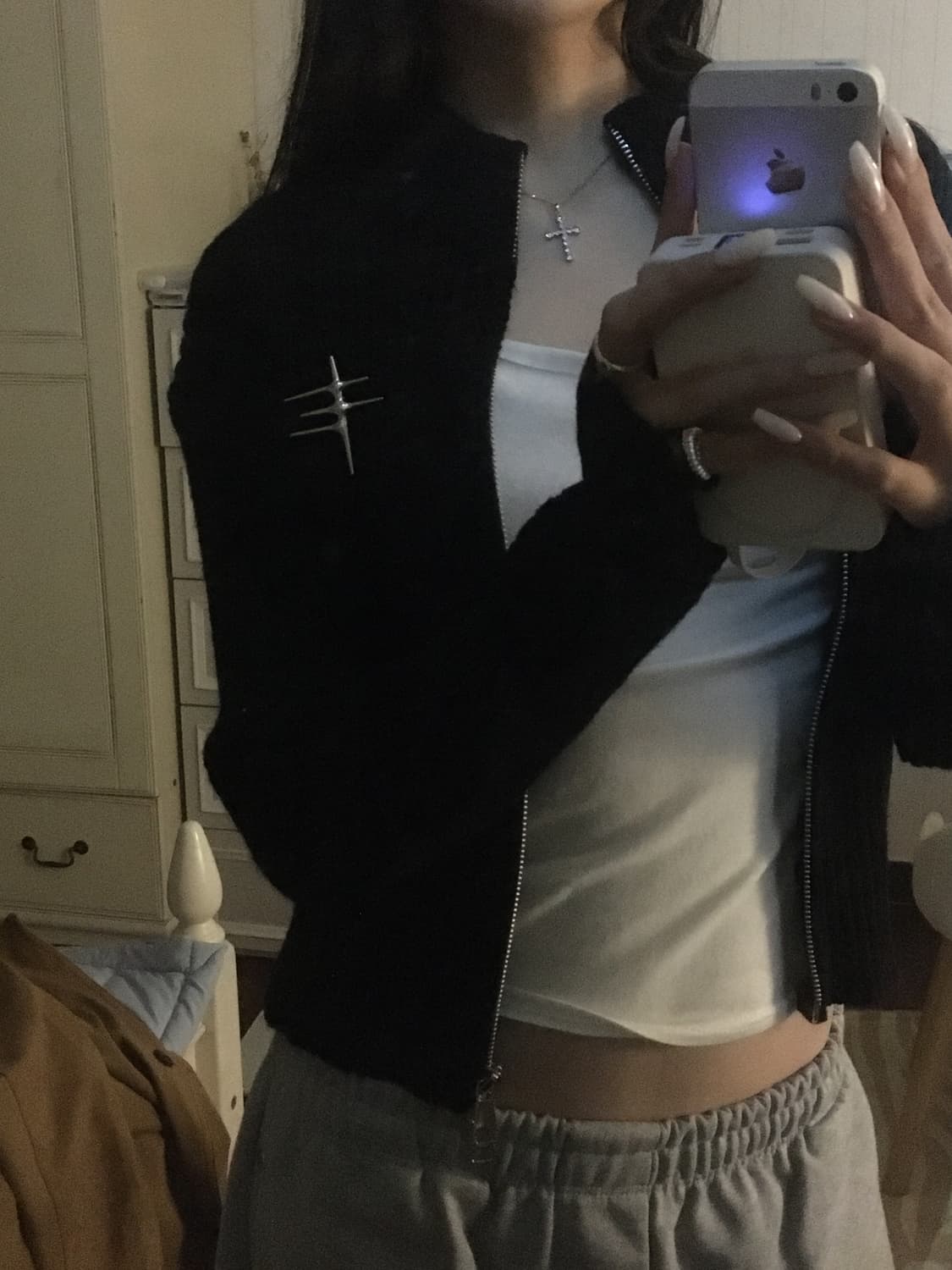 포인트 니트 투웨이 집업 상품이미지1