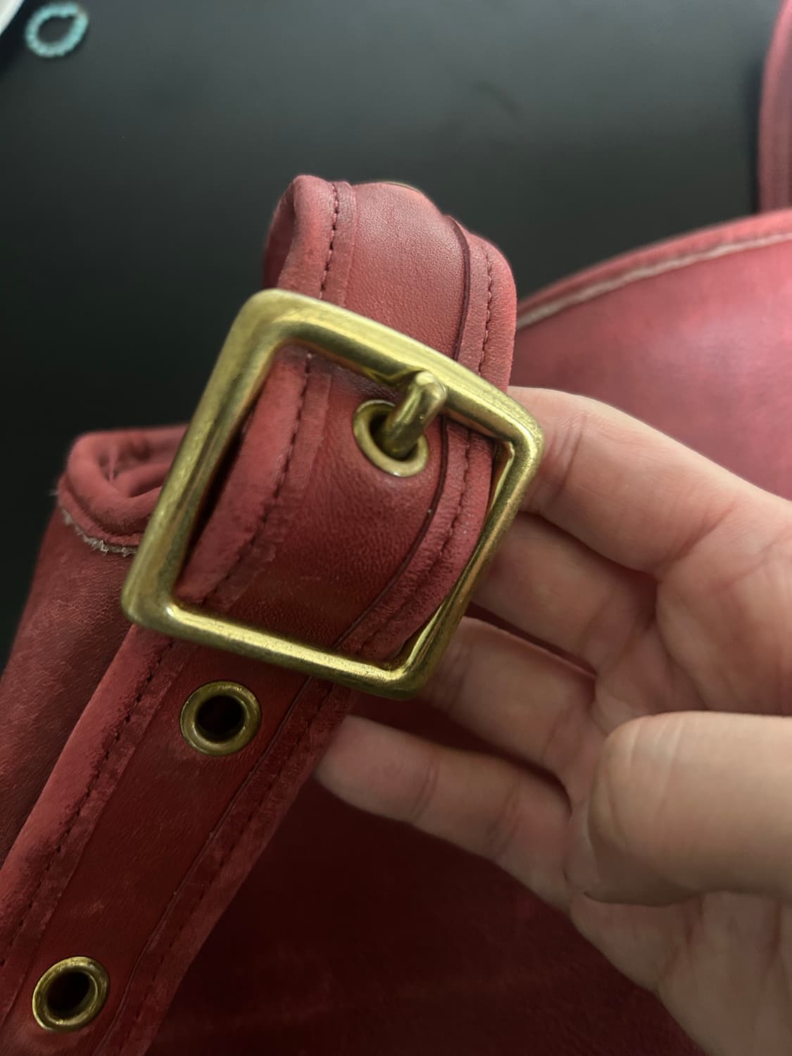 코치 빈티지 더플백 레드 라지 사이즈 상품이미지5