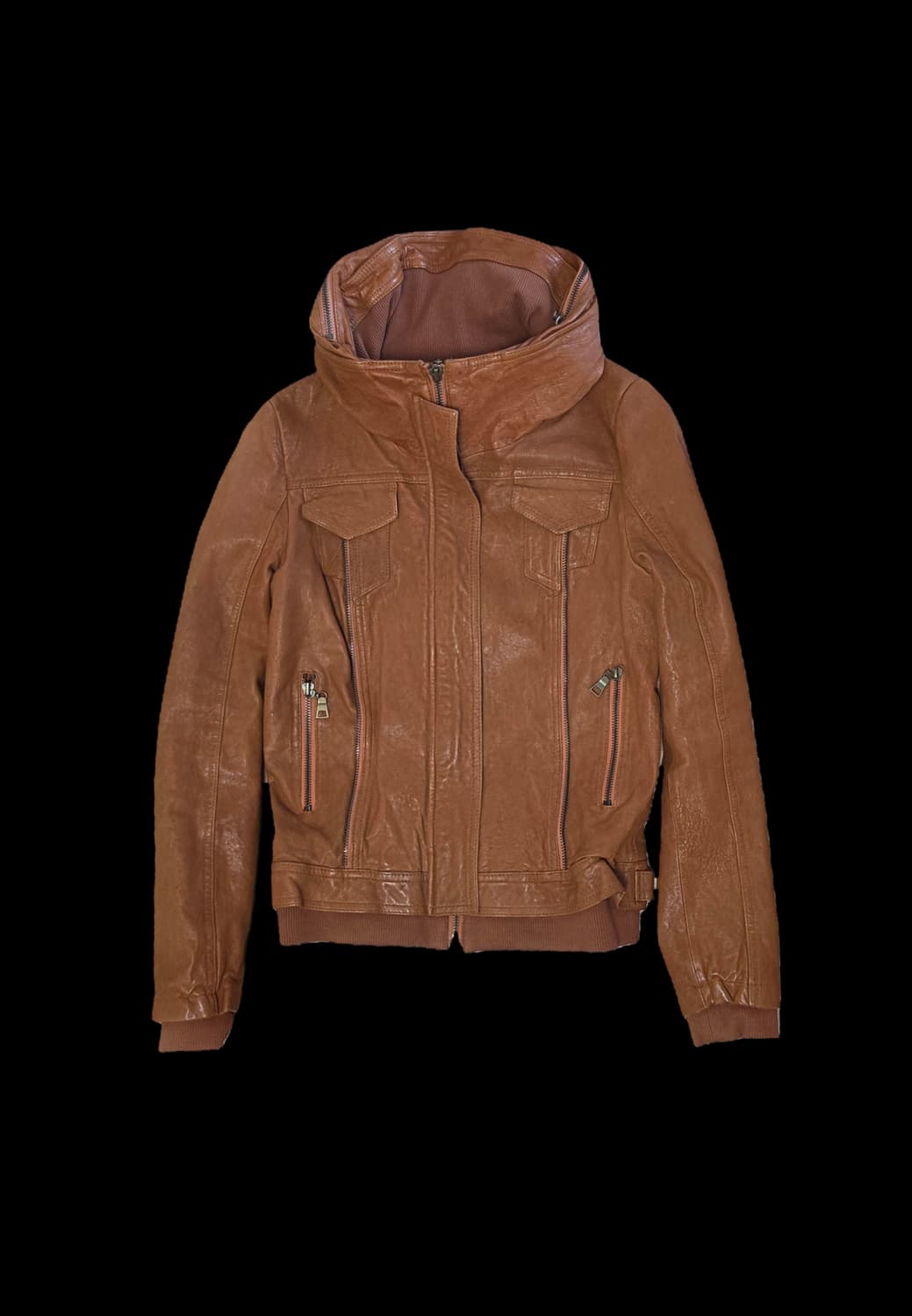 빈티지 가죽 오렌지 브라운 레더자켓 상품이미지1