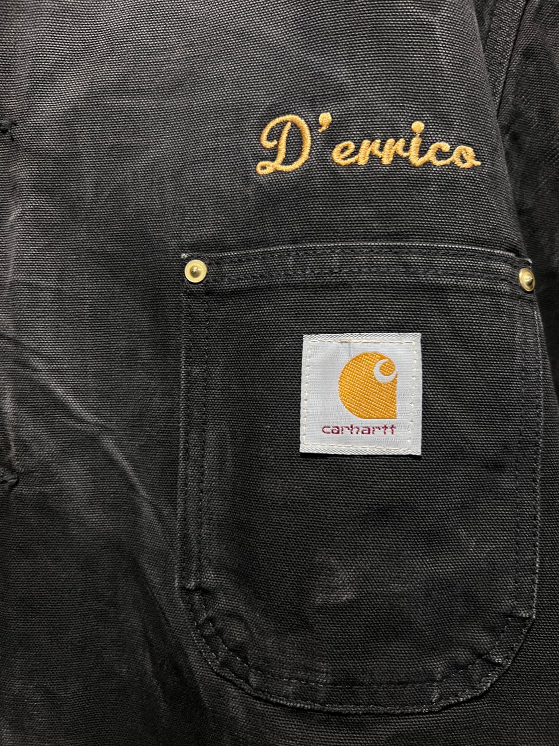 [XL]90's 칼하트 USA Made 빈티지 워싱 블랙 초어 워크 자켓 상품이미지3
