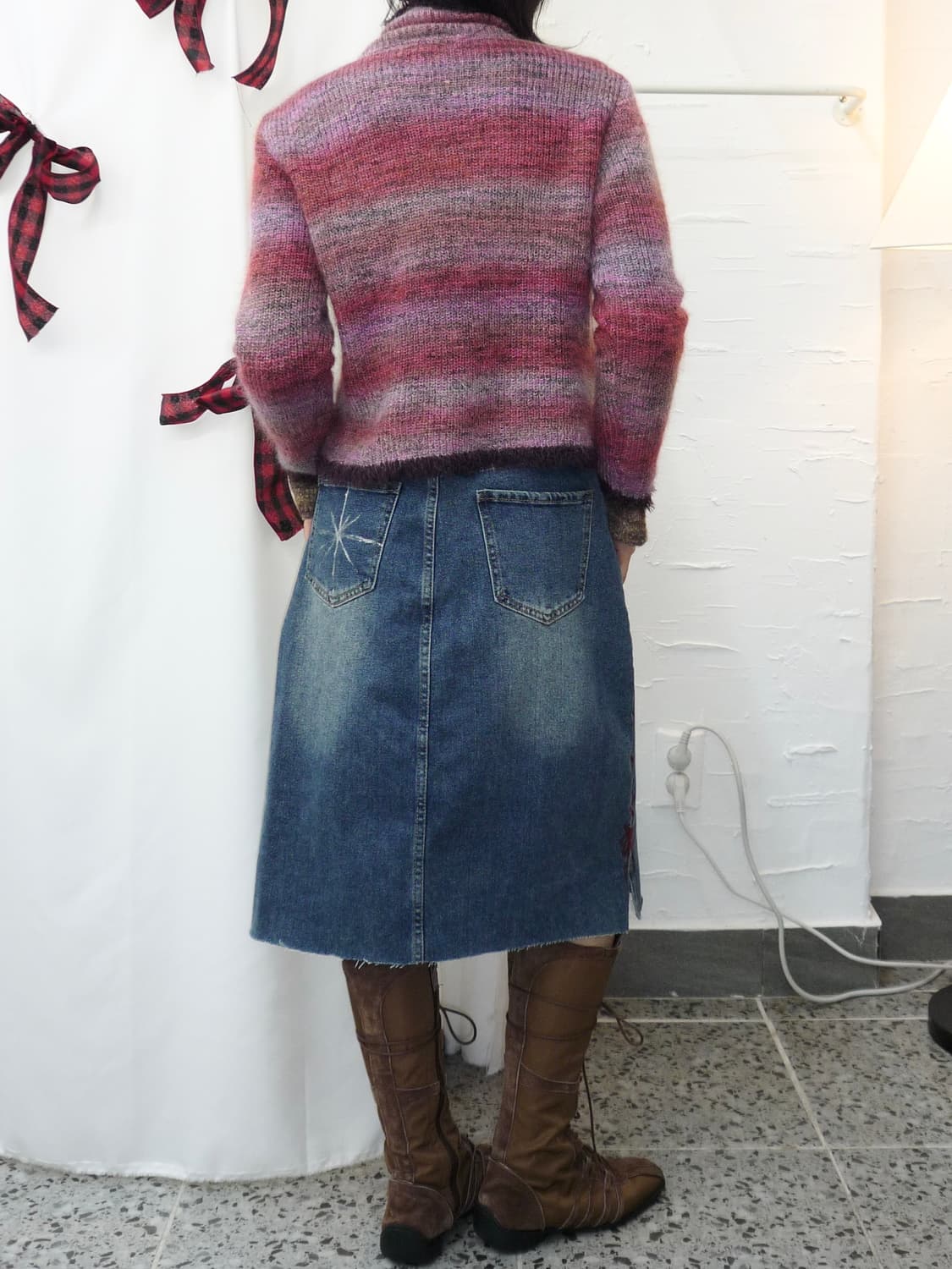 Burgundy fur cardigan 상품이미지4