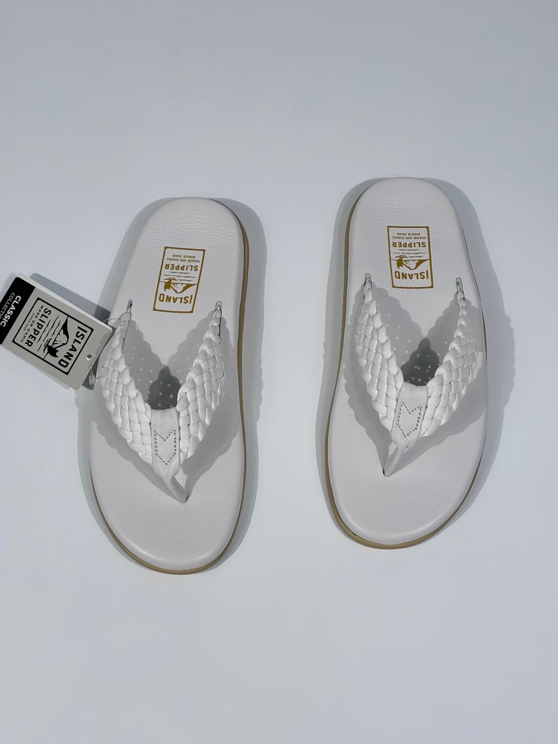 아일랜드슬리퍼 PT903W 위빙 레더 화이트 11사이즈 상품이미지1