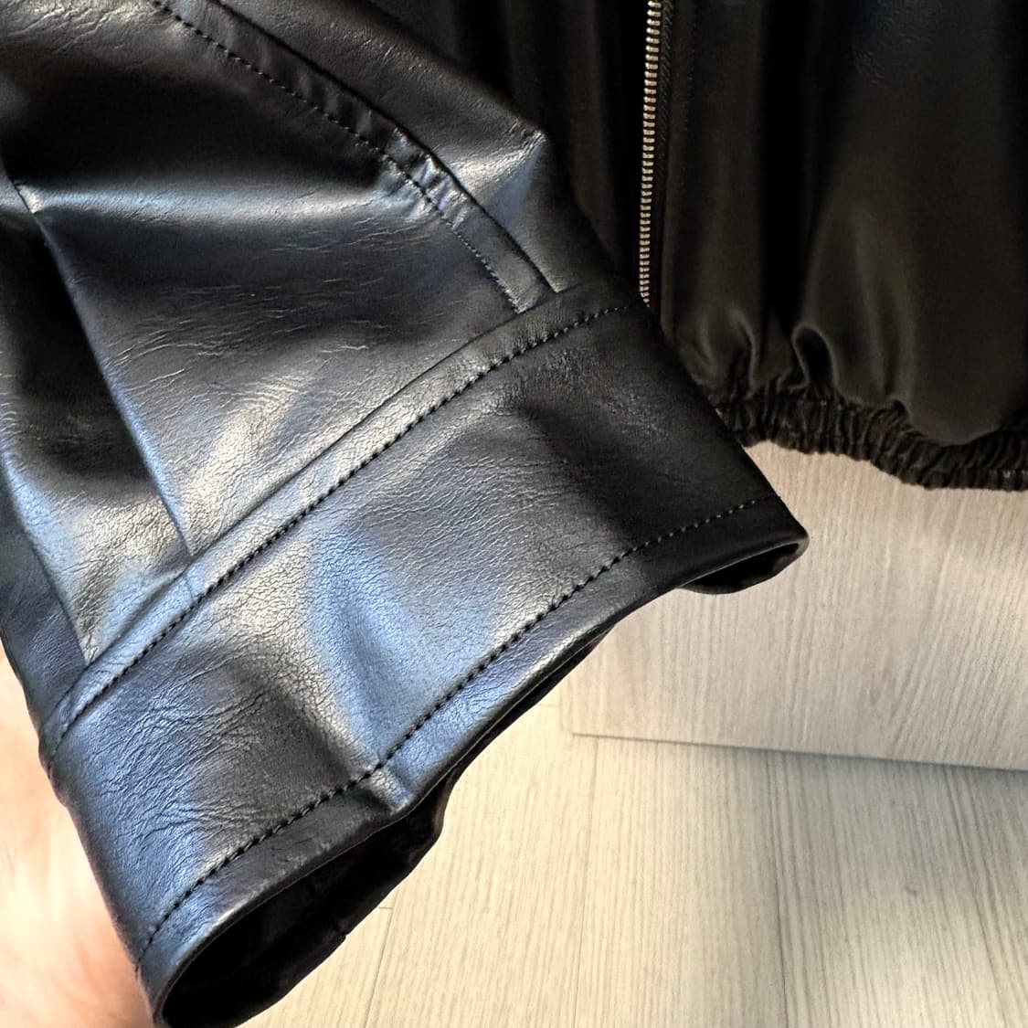 로우클래식 하이넥 레더 숏 자켓 S 상품이미지6