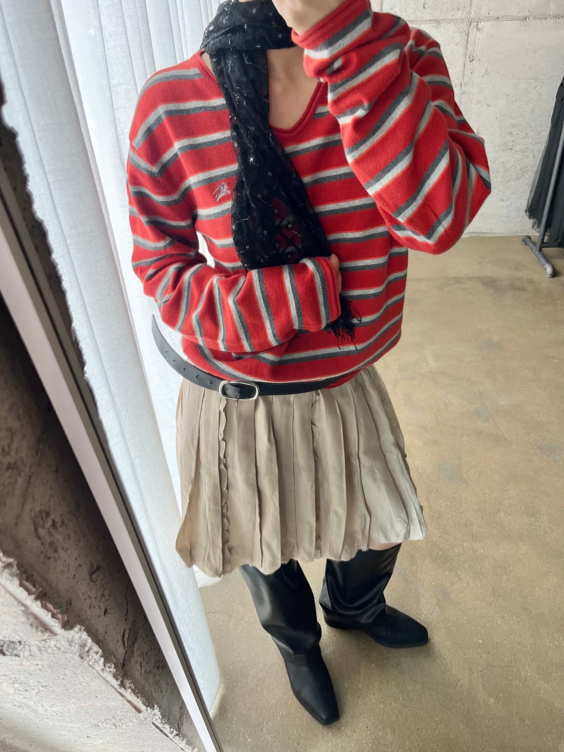 Burberry 버버리 로고 스트라이프 스웨터 레드 3 상품이미지5