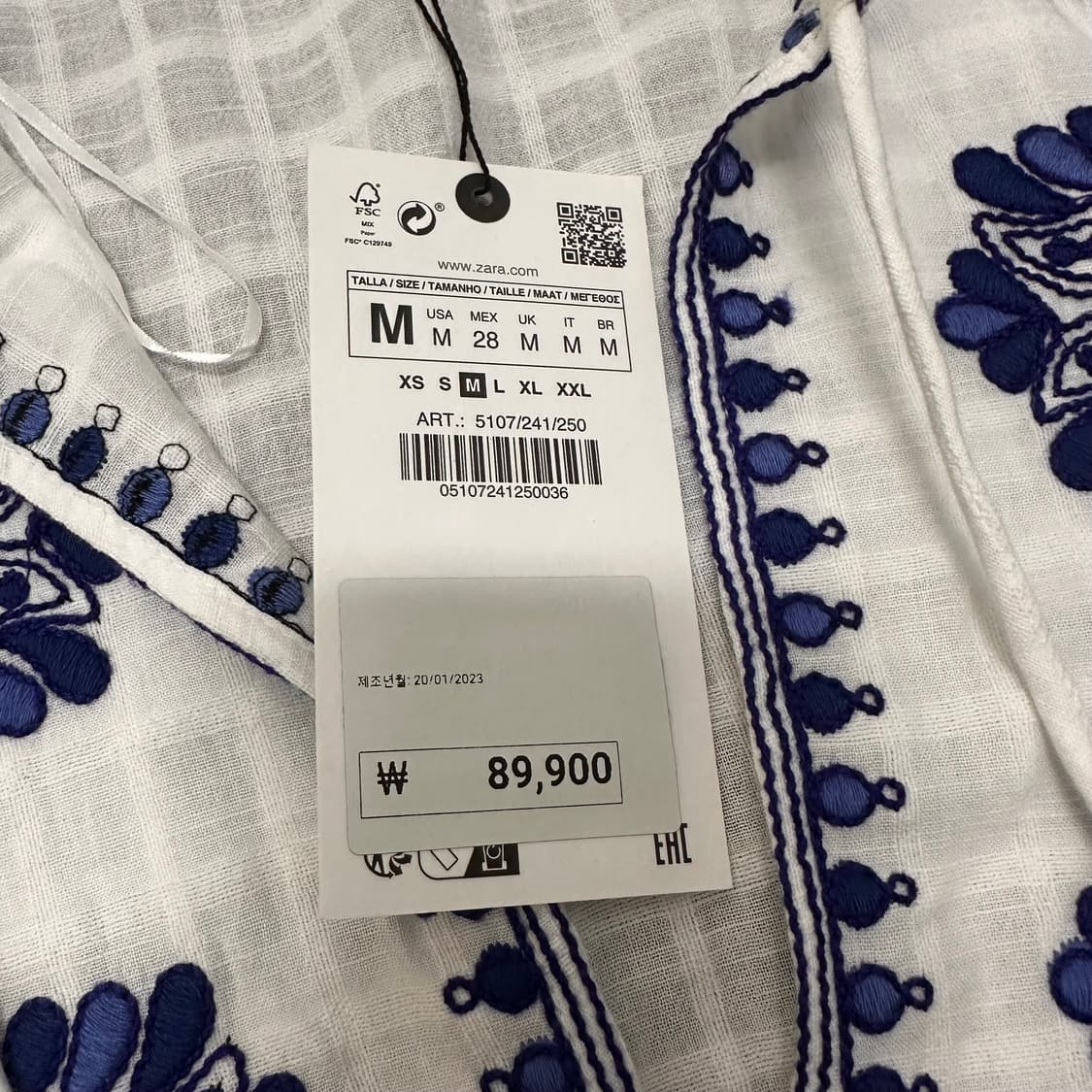 [새상품] ZARA 자라 여성 자수 원피스 화이트 M 상품이미지5