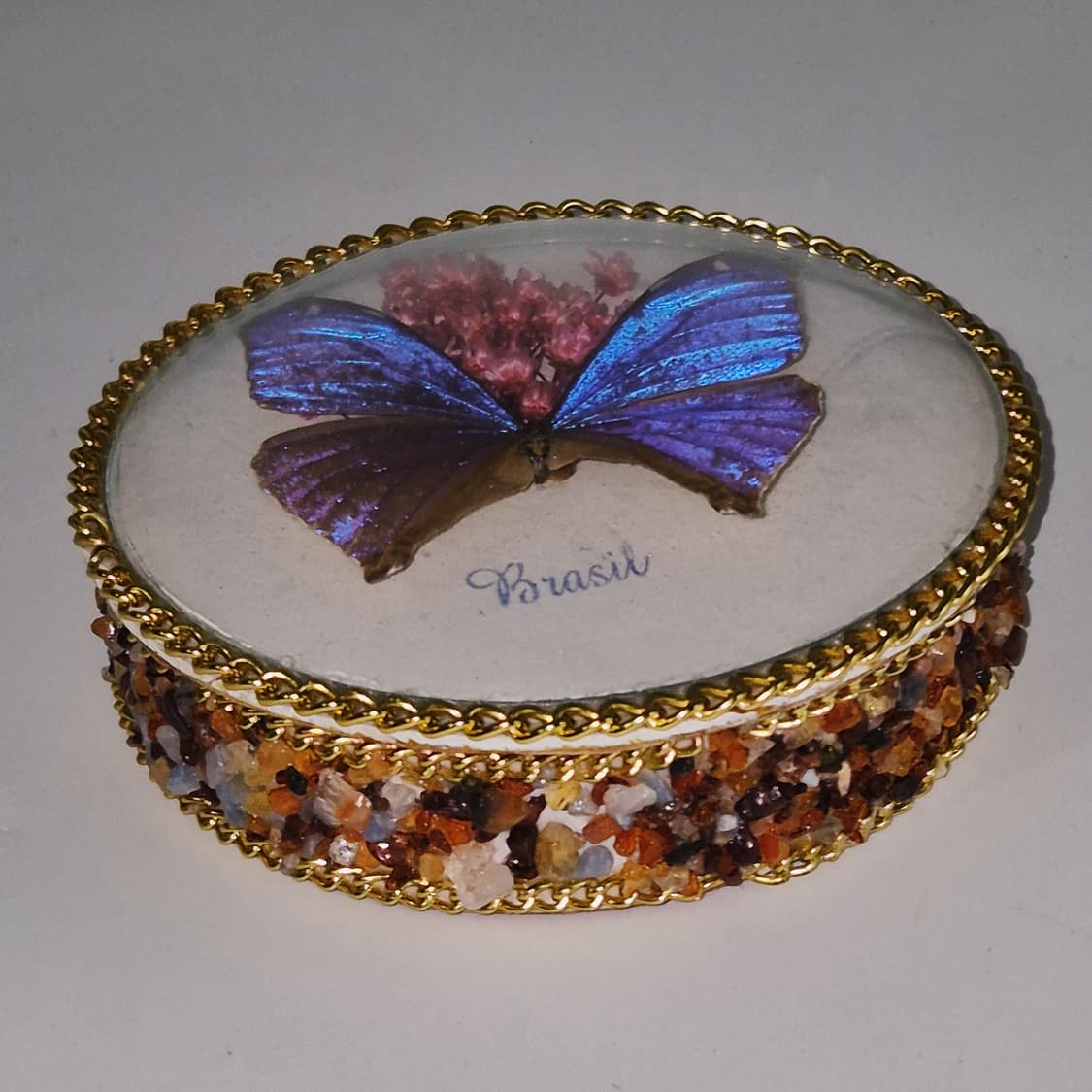 70s 브라질 모르포 빅 나비 천연석 트링켓 상품이미지9