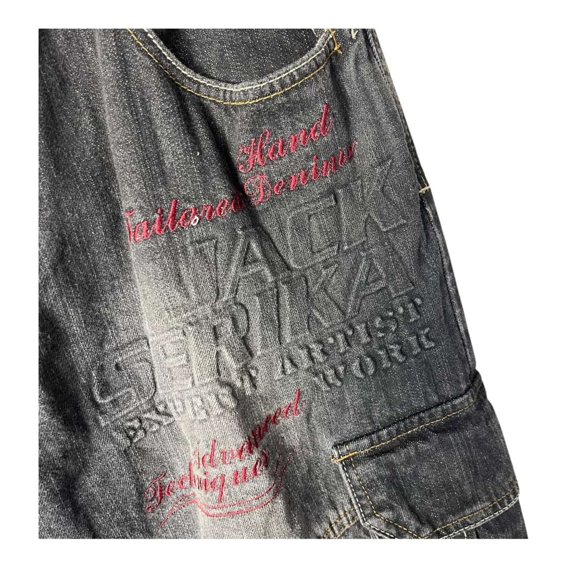 [JACK SERIKA] 펑크 레터링자수 카고 데님팬츠 상품이미지4