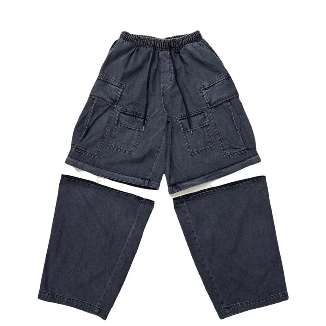 글래머 카고 와이드 데님 스판 투웨이 카고팬츠 F 상품이미지1