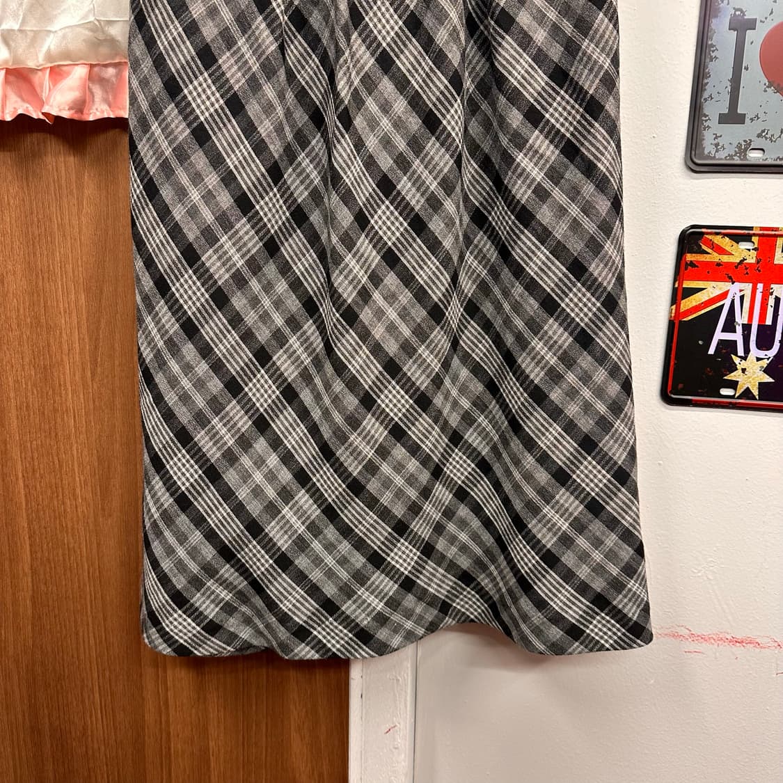 Black Gray Plaid Check Ribbon Dress  상품이미지4