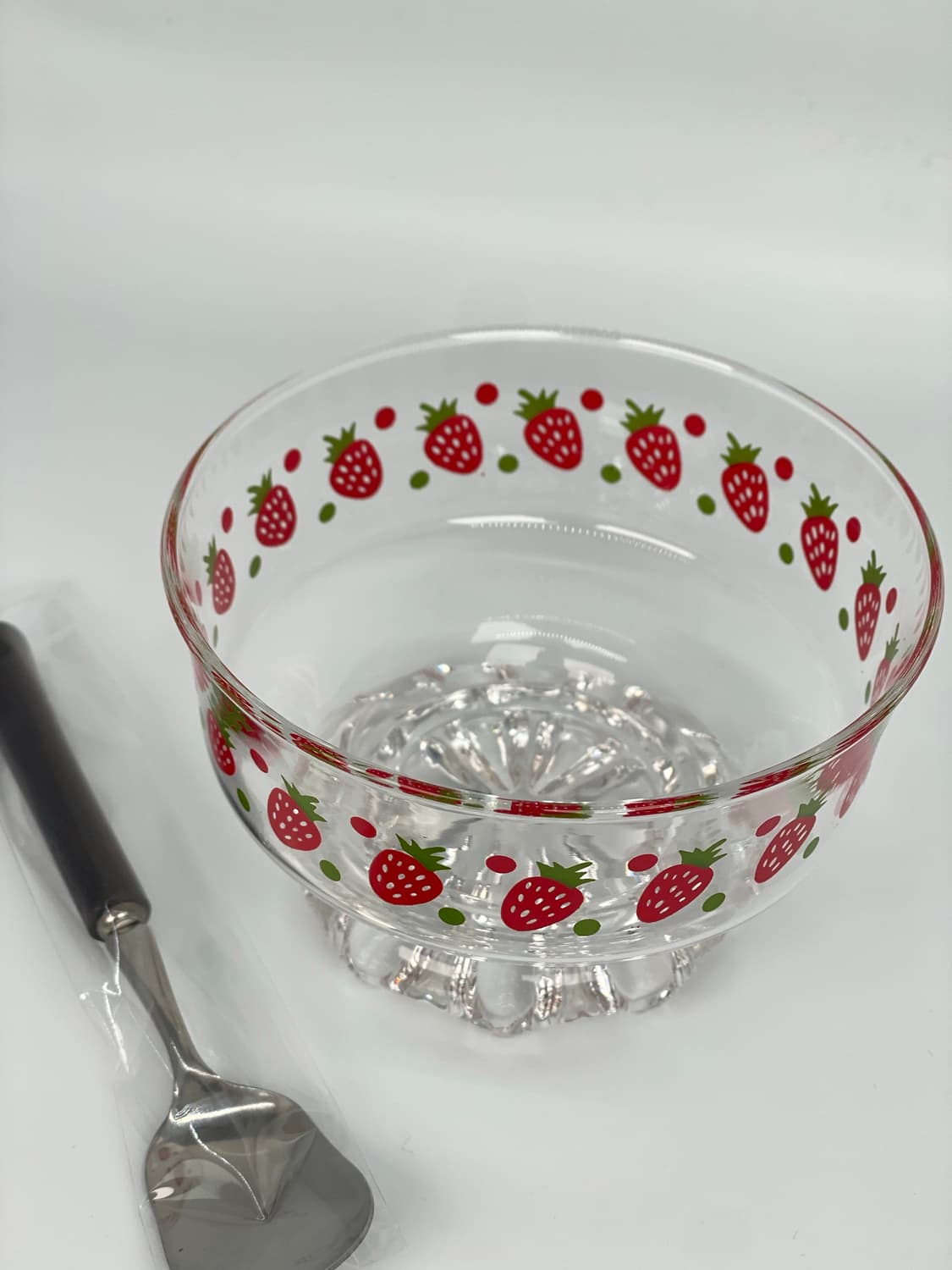 빈티지 딸기 도트 프린팅 유리 아이스크림볼 커틀러리 세트 상품이미지3