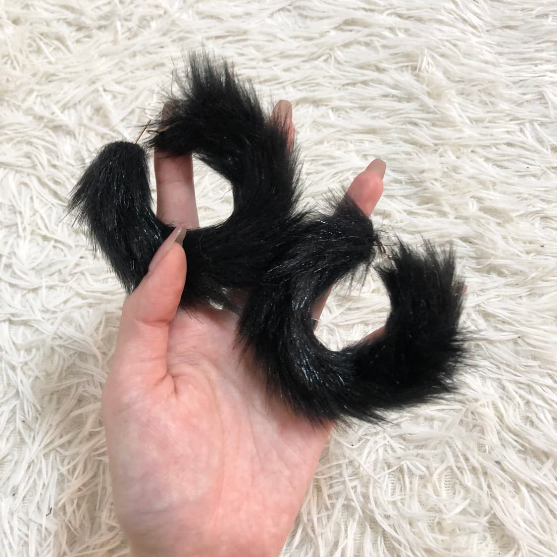 블랙 털 링 귀걸이 (미착용) 상품이미지5