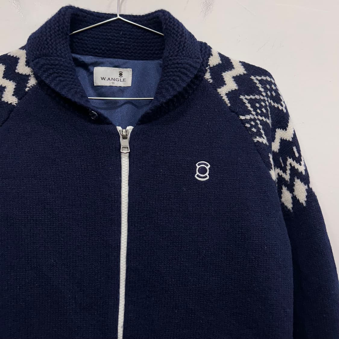 와이드앵글 골프웨어 래글런 패턴 짜임 니트집업 상품이미지1