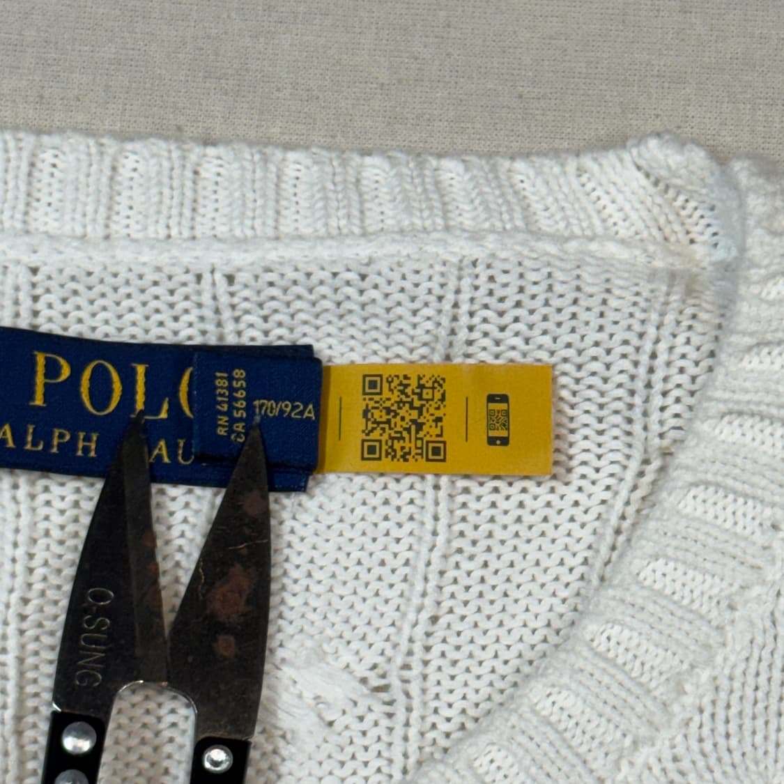S) 폴로 랄프로렌 케이블 꽈배기 라운드넥 니트 화이트 상품이미지7