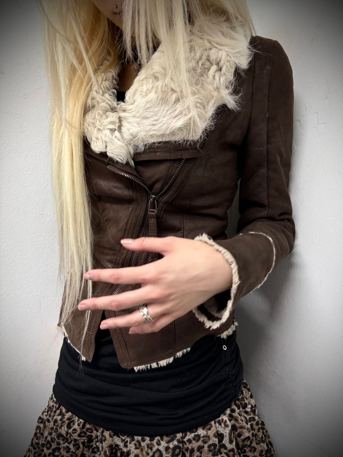 “Vintage” 00’s Side Zipper Brown Draped  상품이미지1