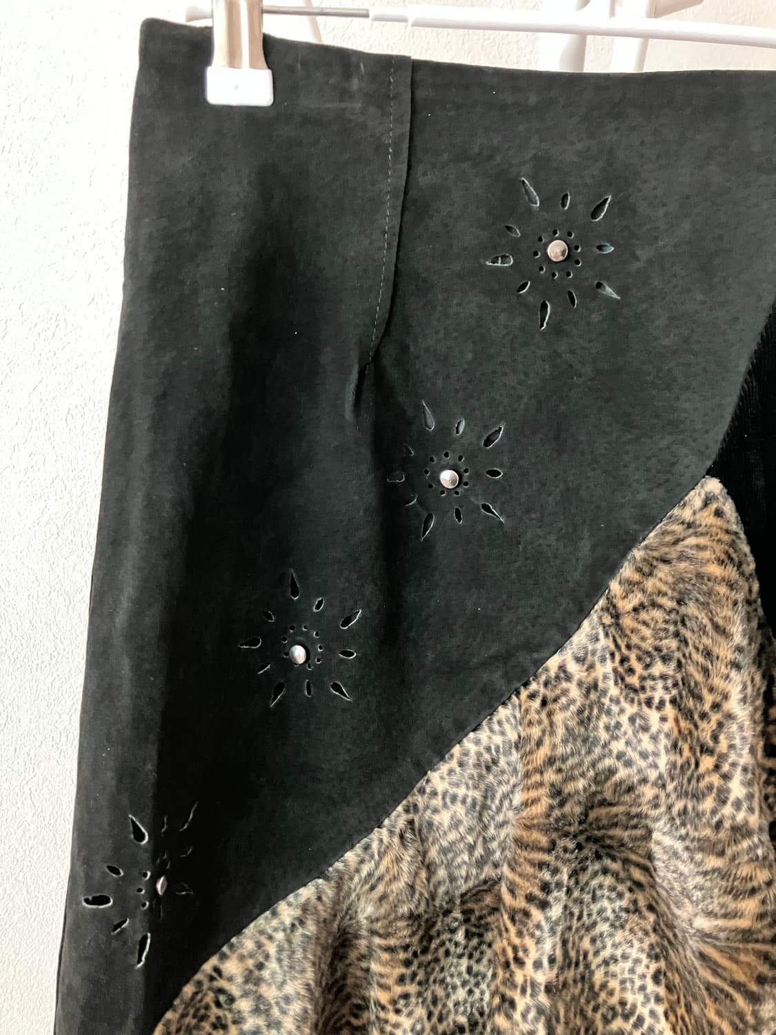 블랙 레오파드 레이스 언발란스 스커트 오네갸루 그런지페어리 상품이미지2