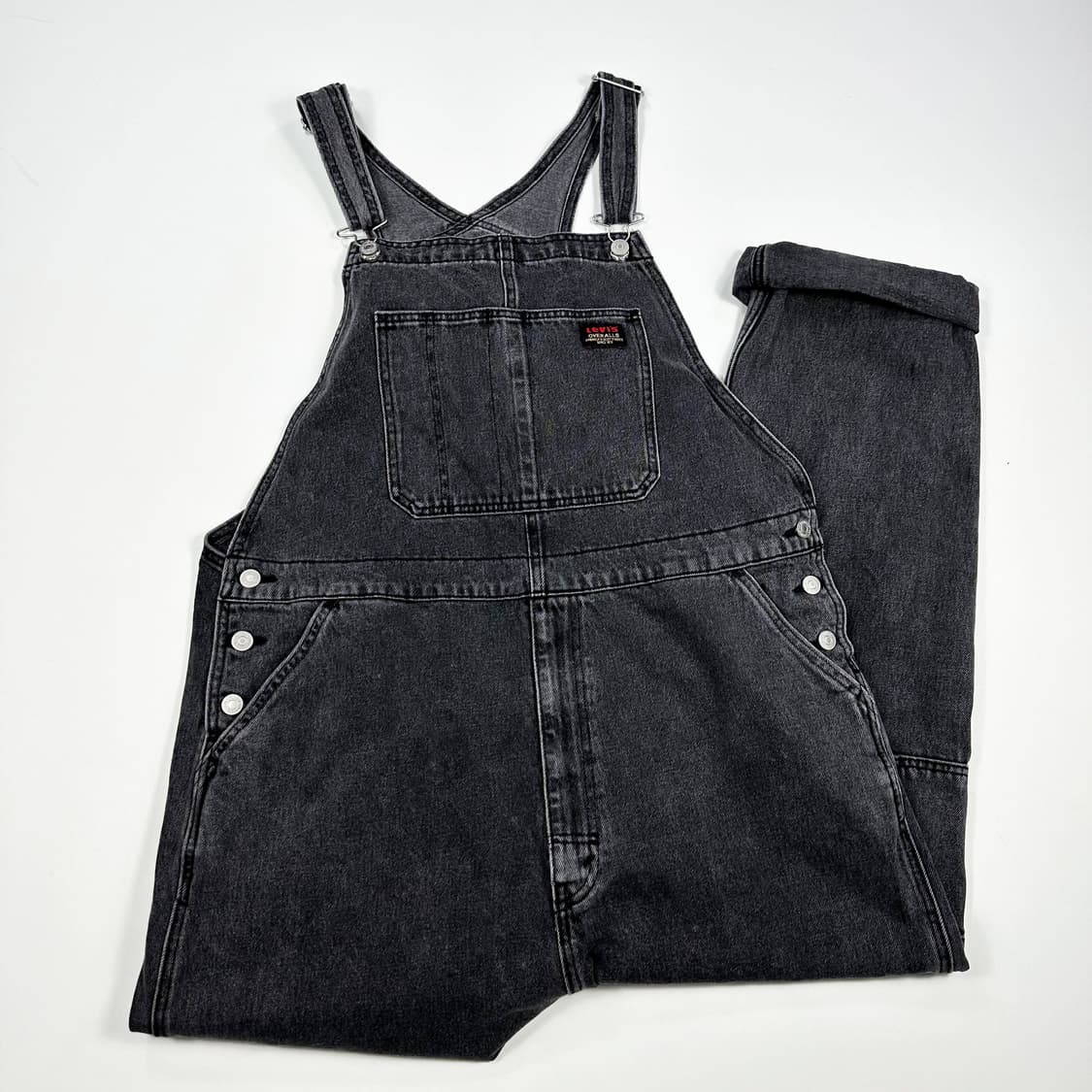 리바이스 오리지널 흑청 와이드 데님 오버롤 XL 상품이미지1