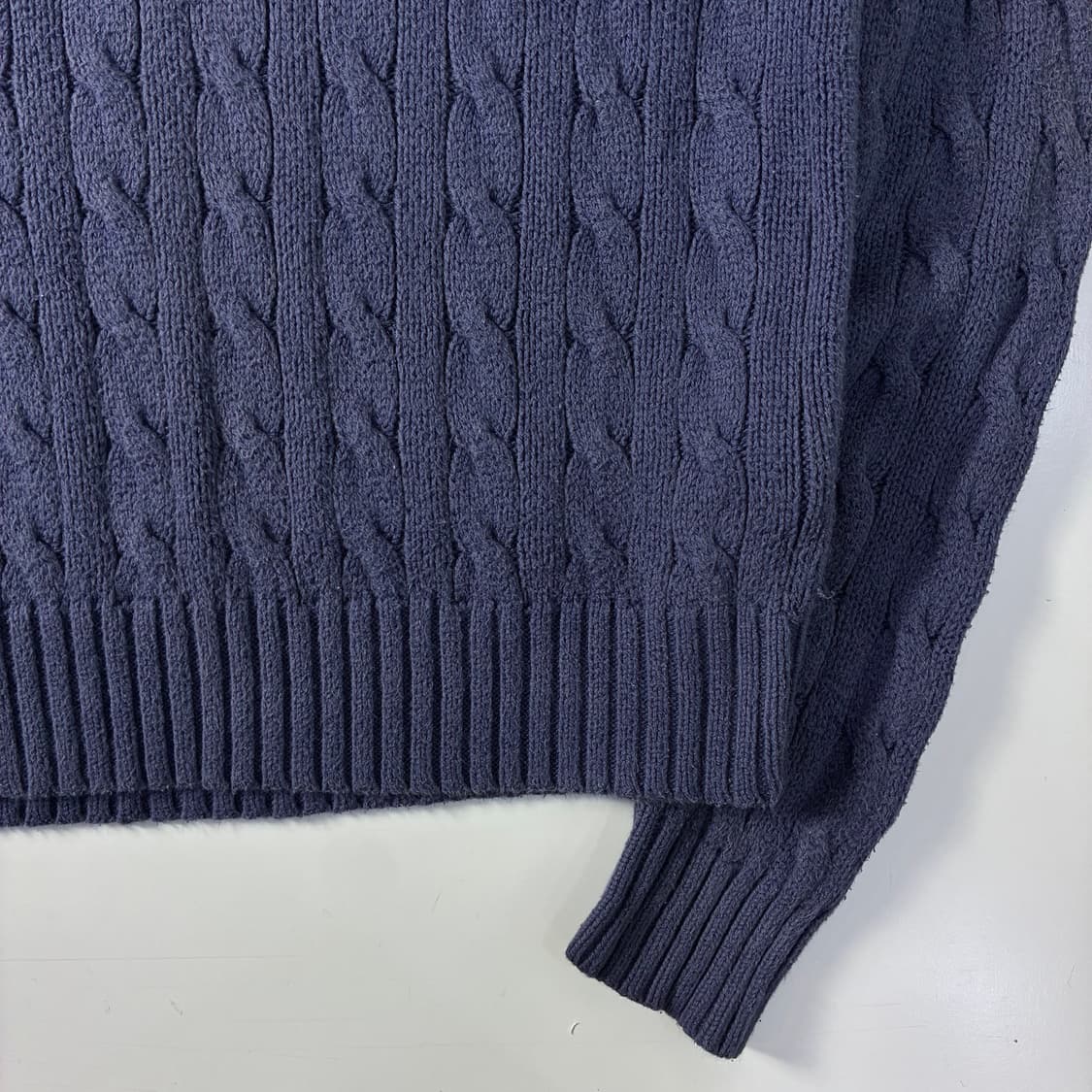 Polo  폴로 랄프로렌 자수 피마코튼 네이비 꽈배기 니트  상품이미지4