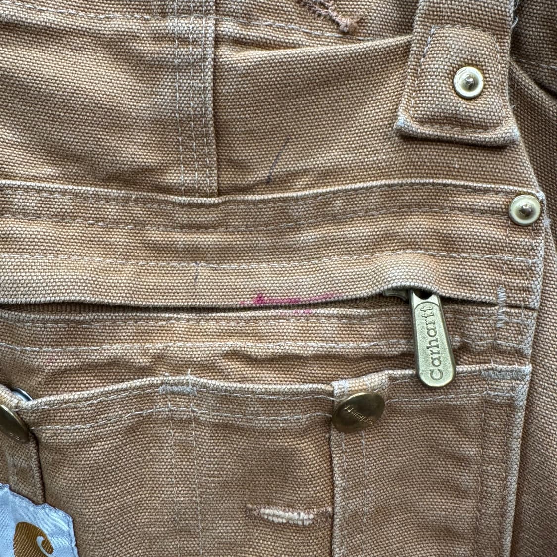 칼하트 오리지널 워크웨어 오버롤 멜빵 밑단 지퍼 포인트 브라운 상품이미지7