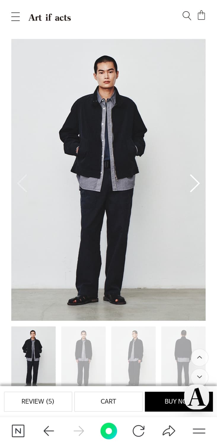 아트이프액츠 가먼트 워시드 해링턴 자켓 블랙 XL 상품이미지1