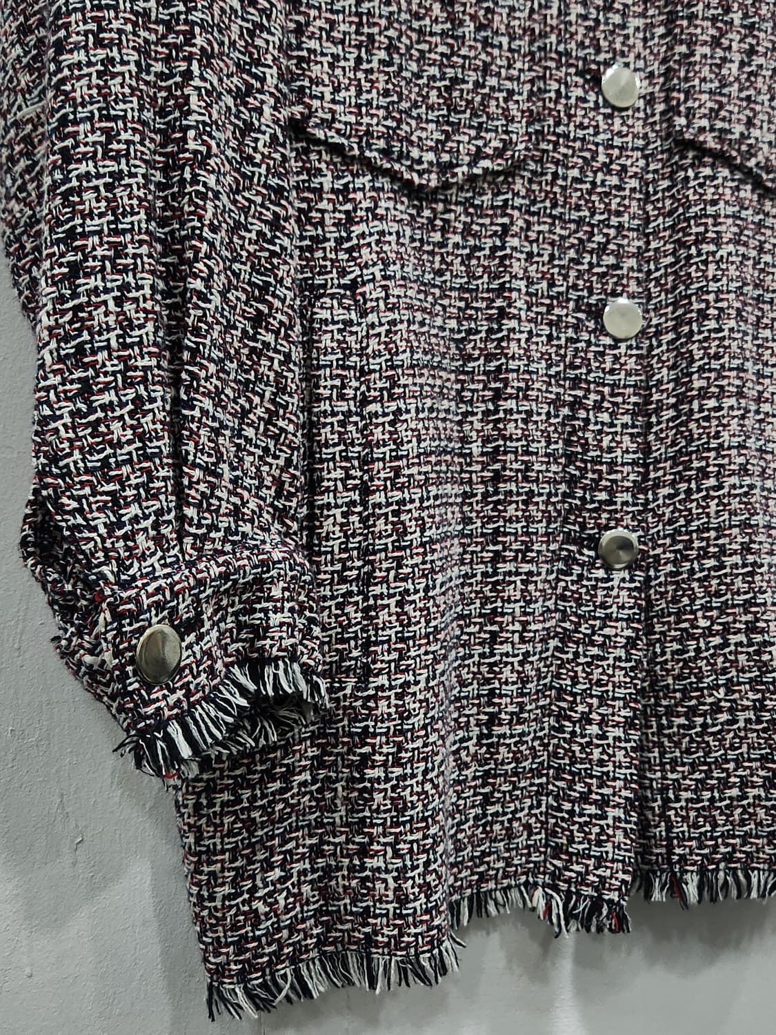 [S] 자라 ZARA  트위드 셔츠형 자켓 여성 S사이즈 오버핏 상품이미지4