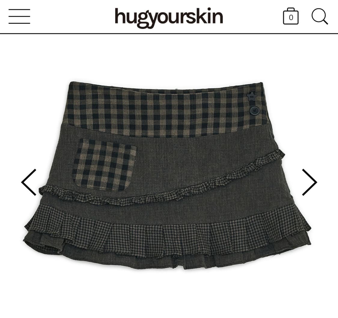 허그유어스킨 체크 러플 미니 스커트 브라운 새상품 상품이미지1
