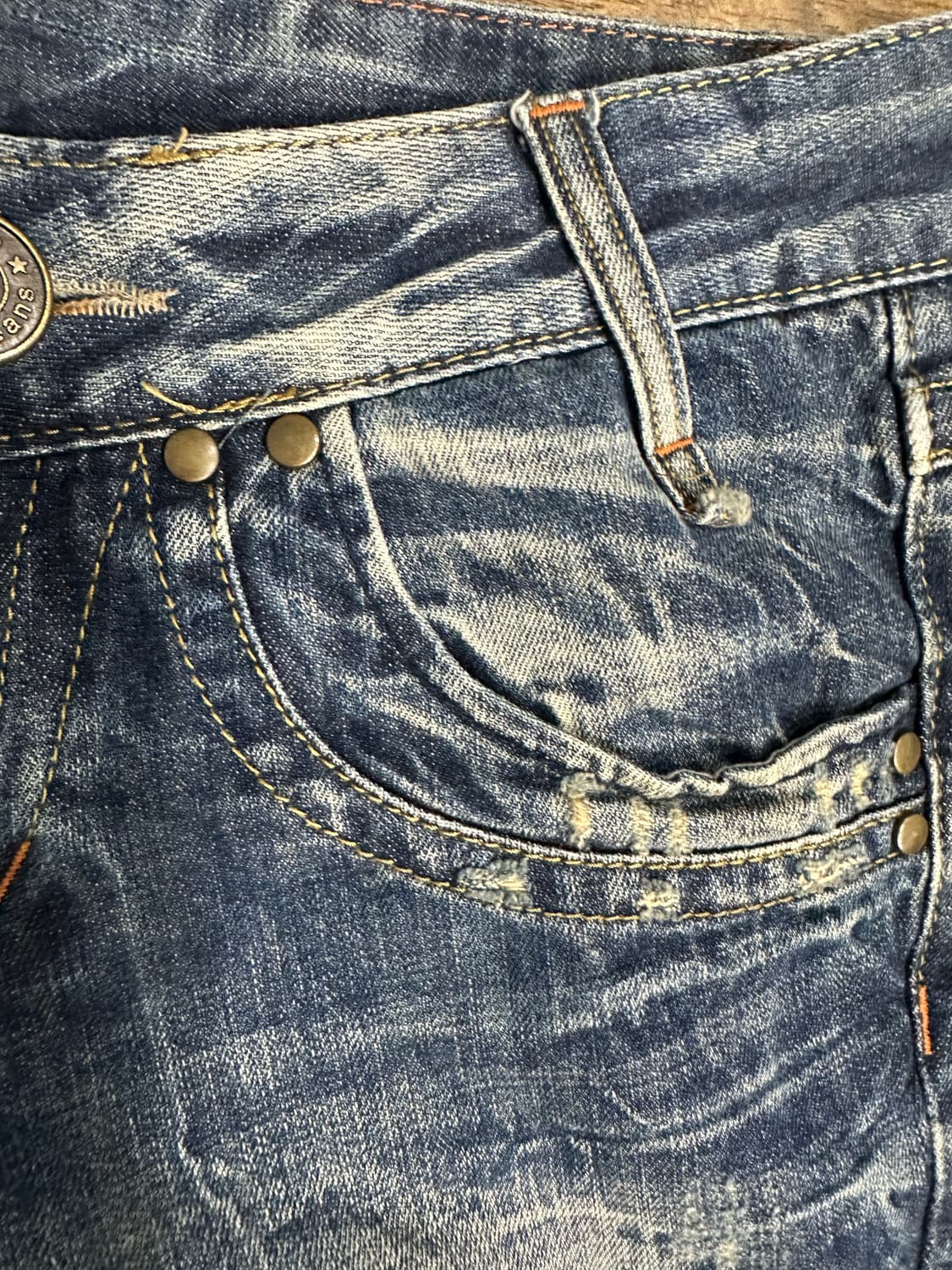 Y2K Lolita denim 워싱 7부 데님팬츠 28사이즈 상품이미지4