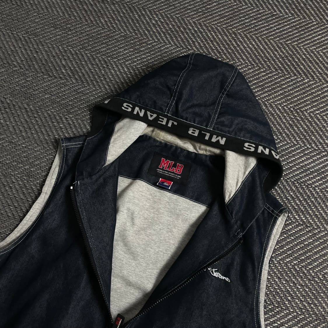 OOs MLB USA 자수로고 데님 후드 베스트 y 5051 상품이미지3