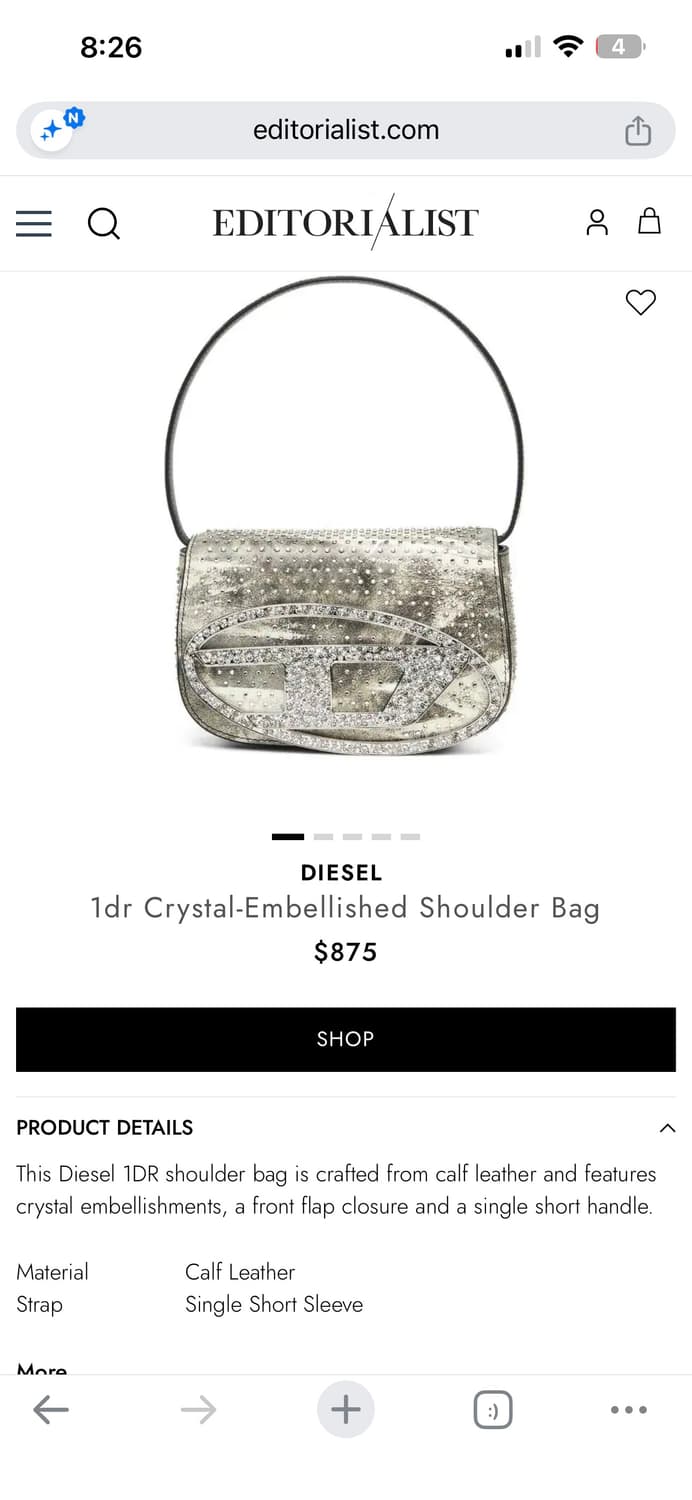 디젤 1DR Crystal-Embellished Shoulder Bag  상품이미지3