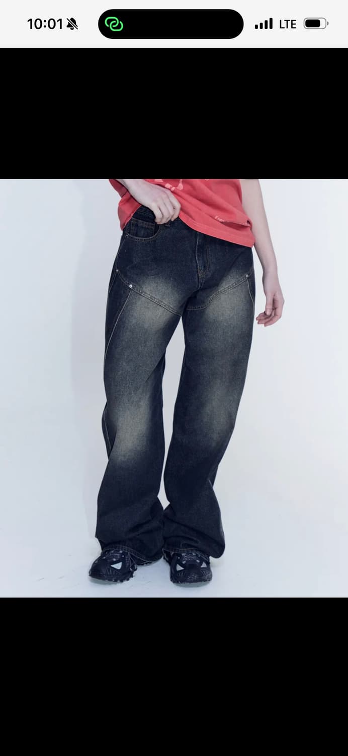 오디너리 홀리데이 라인데님 와이드 팬츠 M 상품이미지4