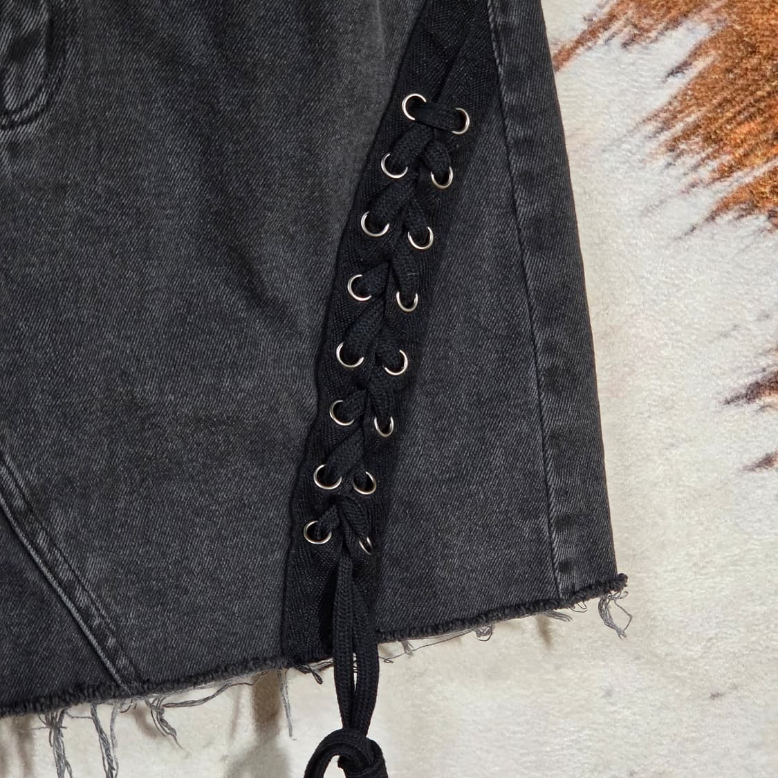 일본 gu 그레이 아일렛 펑크 미니 스커트 상품이미지3