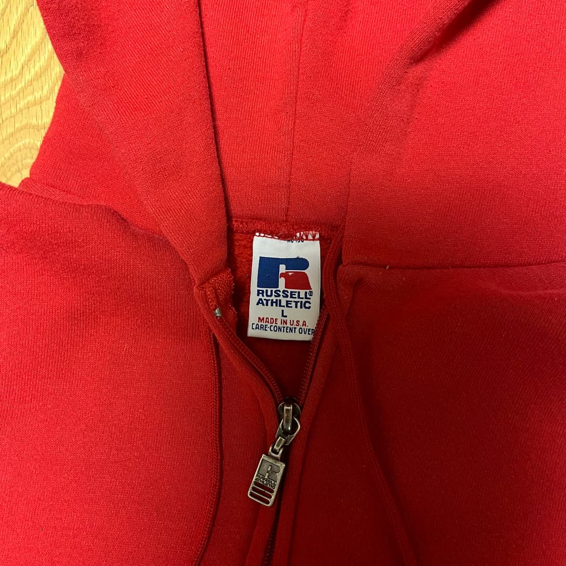 [L] 90s USA 빈티지 러셀 후드집업 레드 상품이미지5