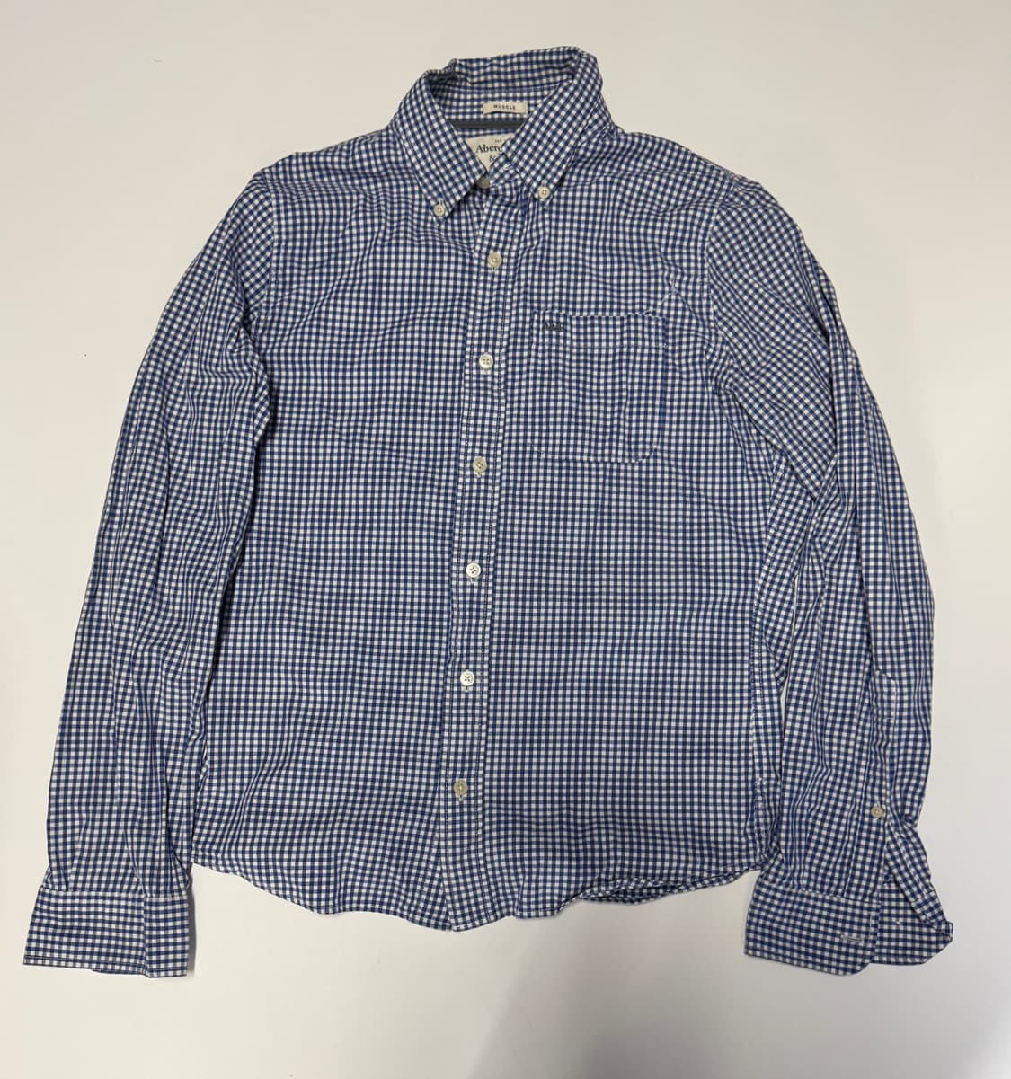 희귀!! 아베크롬비 올드스쿨 깅엄 체크 셔츠 M 상품이미지1