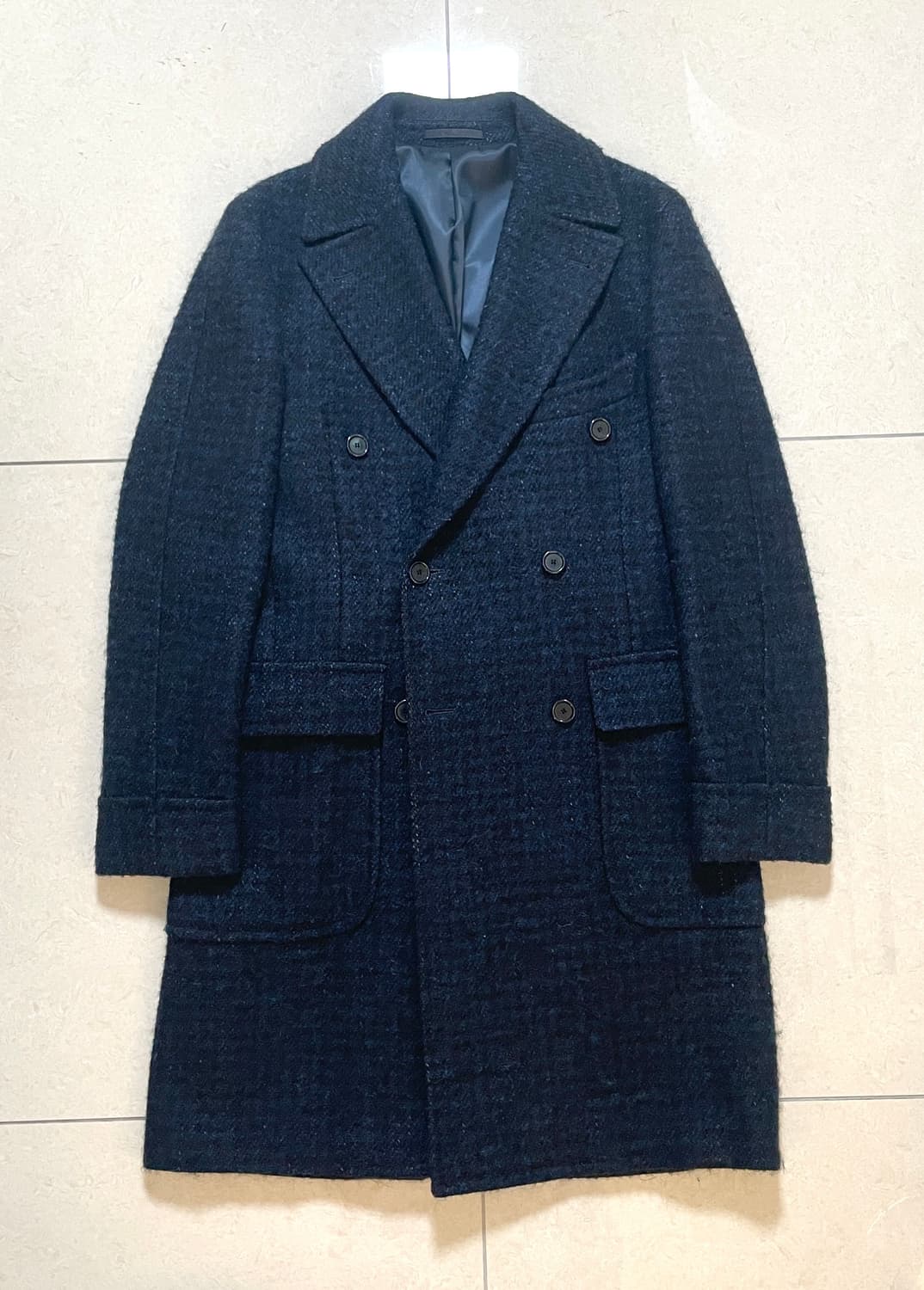 [48] 맨온더분 네이비 부클레 더블 폴로 코트 상품이미지1