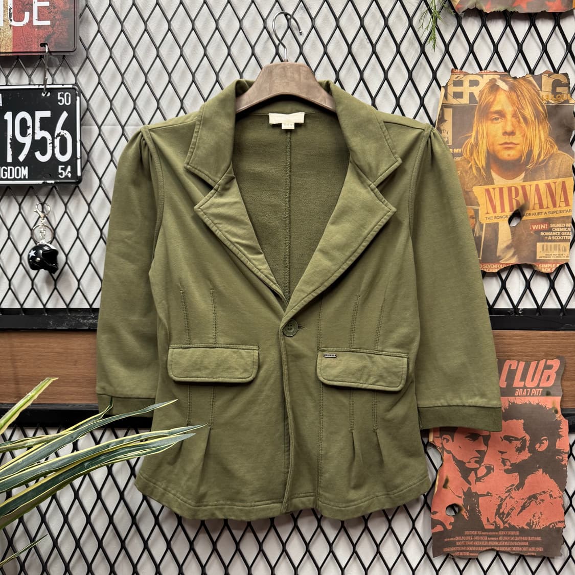 00s 디젤 퍼프 소매 블레이저 전면 투포켓 포인트 카키 상품이미지1